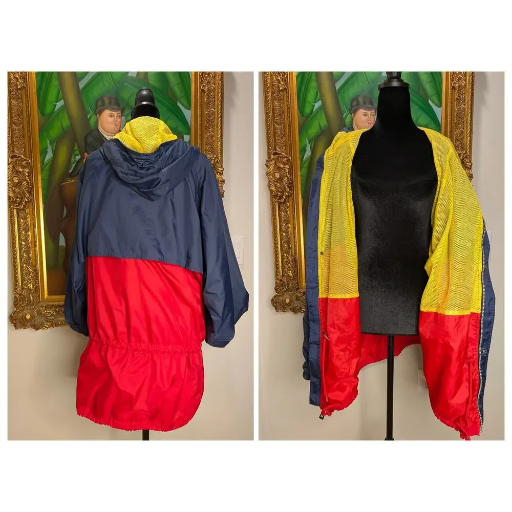 VNTG 90s Helly Hansen Sailing Rain Jacket Packable Windbreaker Hooded Men L FLAW